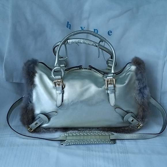 Hype Handbags - Satchel Bag With Fur Trim